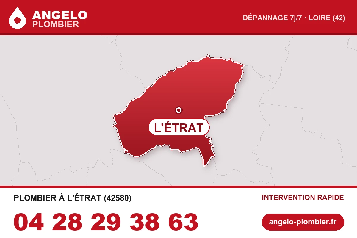 Carte de la commune de L'Étrat (42580) — zone d’intervention ANGELO Plombier