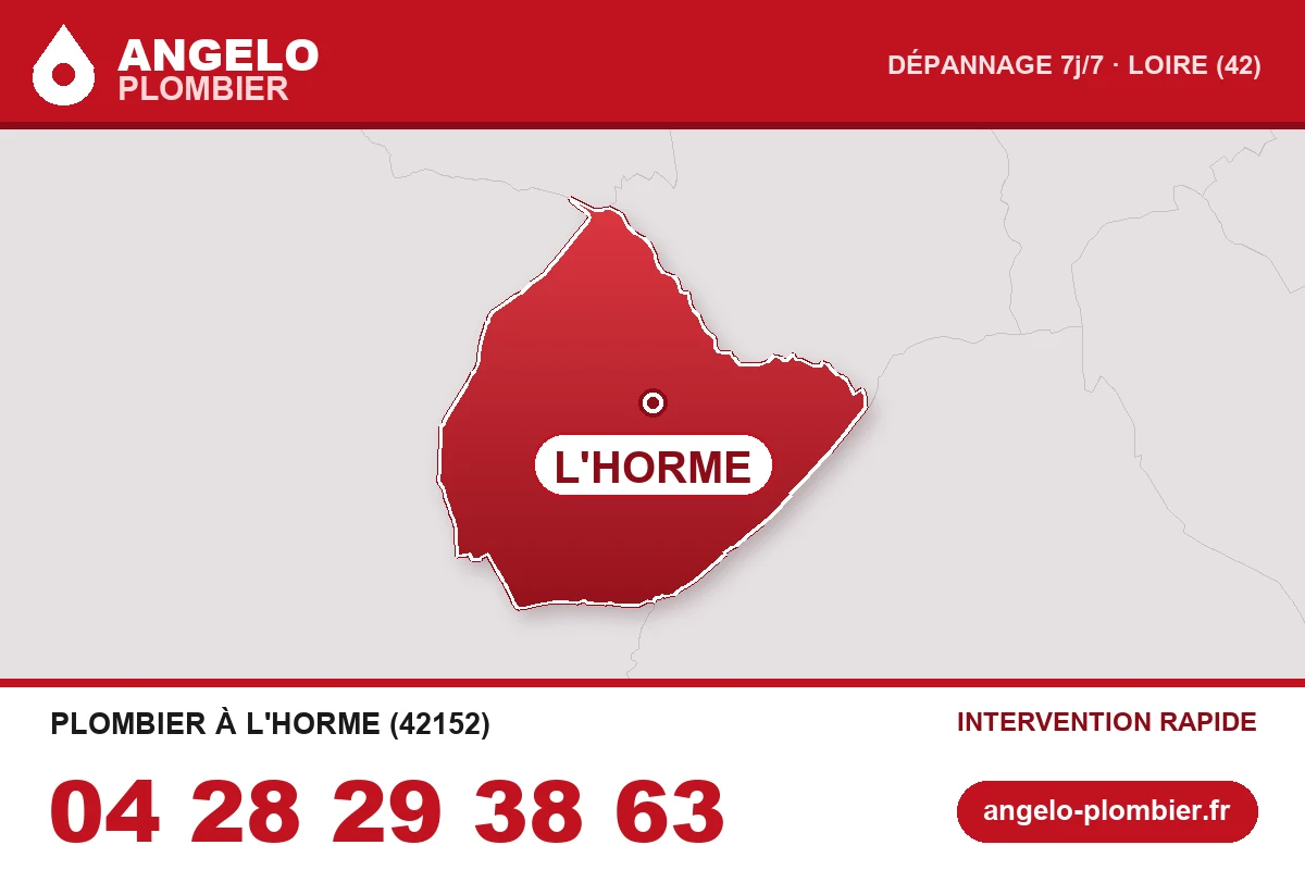 Carte de la commune de L'Horme (42152) — zone d’intervention ANGELO Plombier