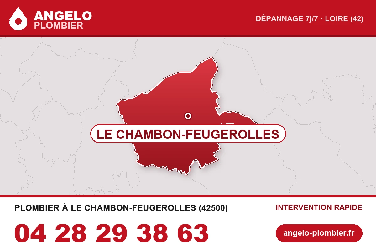 Carte de la commune de Le Chambon-Feugerolles (42500) — zone d’intervention ANGELO Plombier