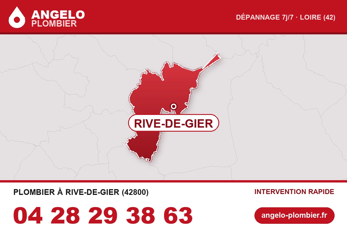 Carte de la commune de Rive-de-Gier (42800) — zone d’intervention ANGELO Plombier